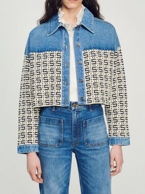 Sandro Cropped Denim Coatigan | Size 0
